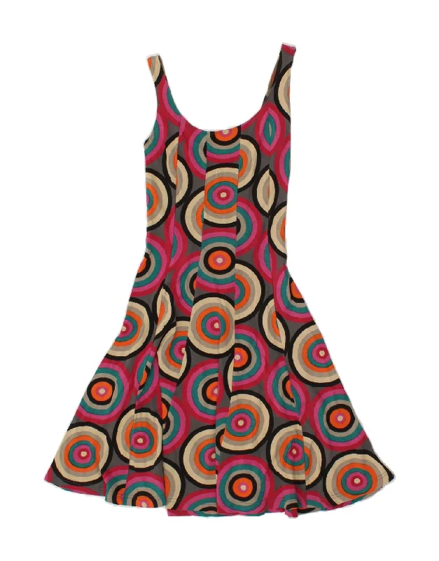 DESIGUAL Womens Sleeveless A-Line Dress UK 4 XS Multicoloured Geometric Tunics Velvet soft