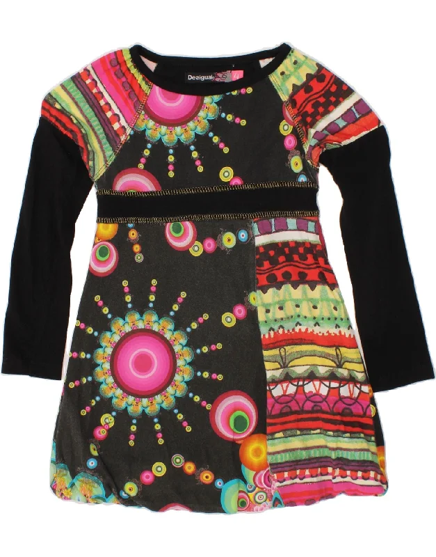 DESIGUAL Girls Graphic Long Sleeve Basic Dress 3-4 Years Black Geometric Tunics Luxurious high-end DESIGUAL Girls Graphic Long Sleeve Basic Dress 3-4 Years Black Geometric Tunics Luxurious high-end