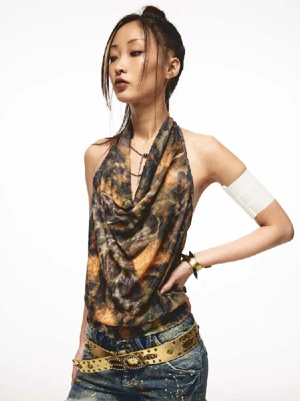 Tie-Dye Halter Neck Tank Top【s0000009012】 pastel tank top