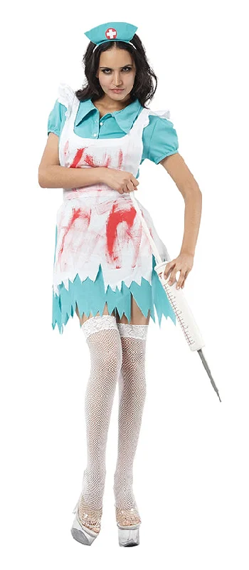 Blood Splattered Nurse Ladies Costume Horror Fancy Dress sweetheart Neckline Romantic Blood Splattered Nurse Ladies Costume Horror Fancy Dress sweetheart Neckline Romantic
