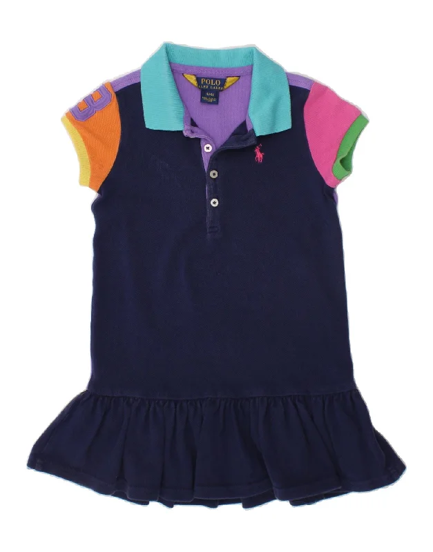 POLO RALPH LAUREN Girls Graphic Polo Dress 3-4 Years Multicoloured Tunics Distressed trendy