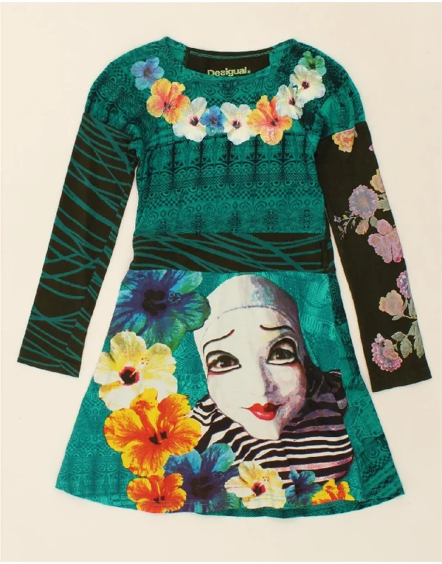 DESIGUAL Girls Cirque Du Soleil Graphic A-Line Dress 5-6 Years Green Tunics Running lightweight DESIGUAL Girls Cirque Du Soleil Graphic A-Line Dress 5-6 Years Green Tunics Running lightweight