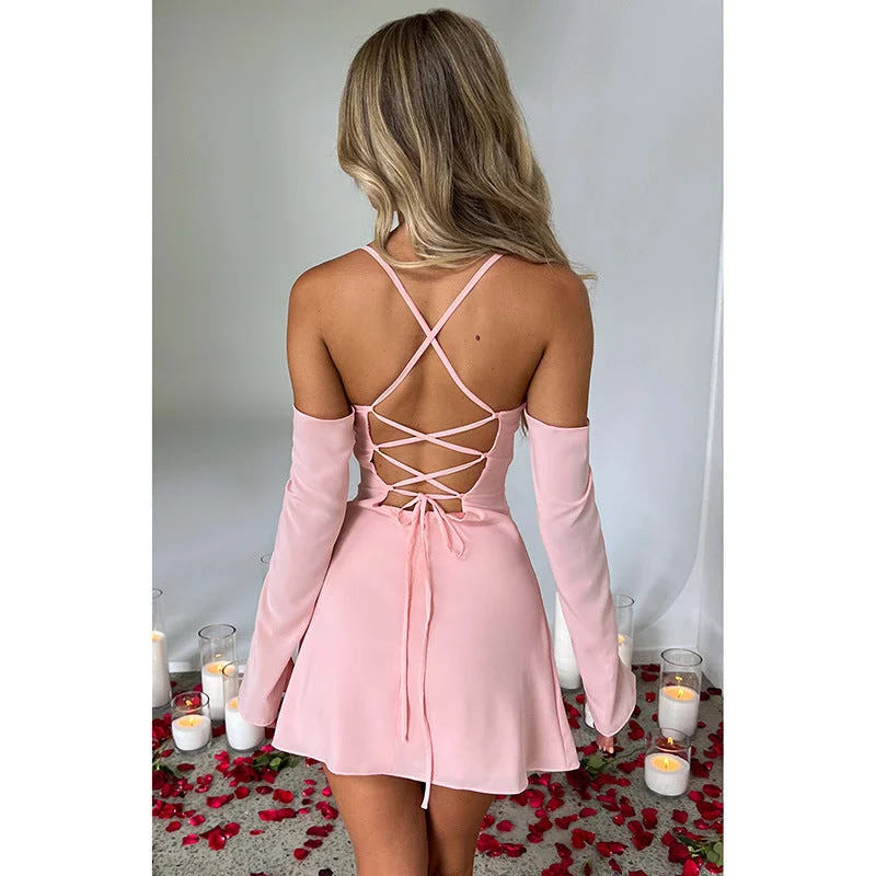 Wjczt cherry blossom dress to impress Sling Sexy Chest Strap Hollow out Dress Summer Fashion Hot Girl Short Skirt for Women Tunics Timeless classic Wjczt cherry blossom dress to impress Sling Sexy Chest Strap Hollow out Dress Summer Fashion Hot Girl Short Skirt for Women Tunics Timeless classic