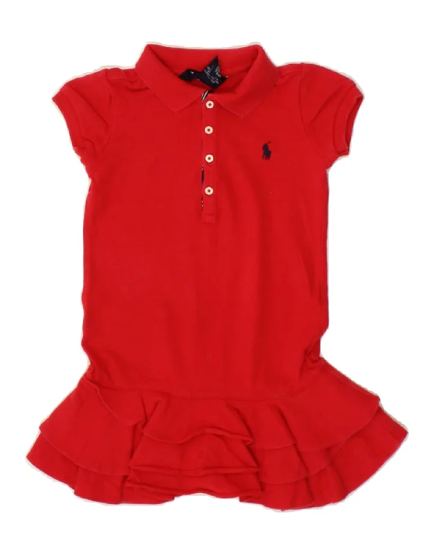 RALPH LAUREN Girls Polo Dress 3-4 Years Red Cotton Tunics Cozy comfortable