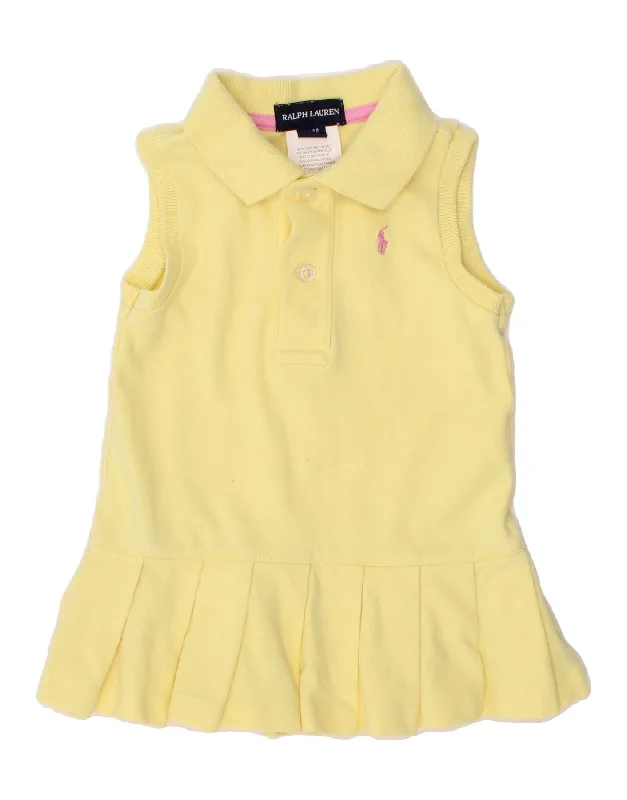 RALPH LAUREN Baby Girls Sleeveless Polo Dress 9-12 Months Yellow Cotton Tunics Evening elegant RALPH LAUREN Baby Girls Sleeveless Polo Dress 9-12 Months Yellow Cotton Tunics Evening elegant