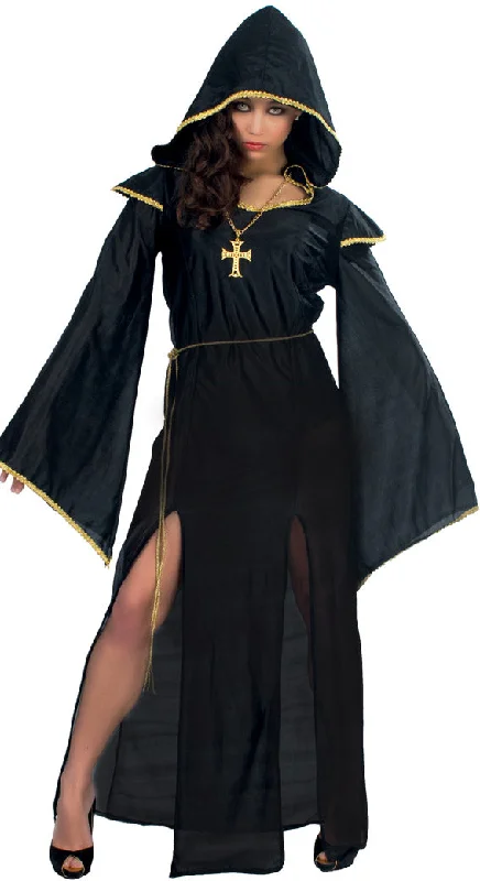 Ladies Priestess Costume Fantasy Fancy Dress Crew Neckline Sporty