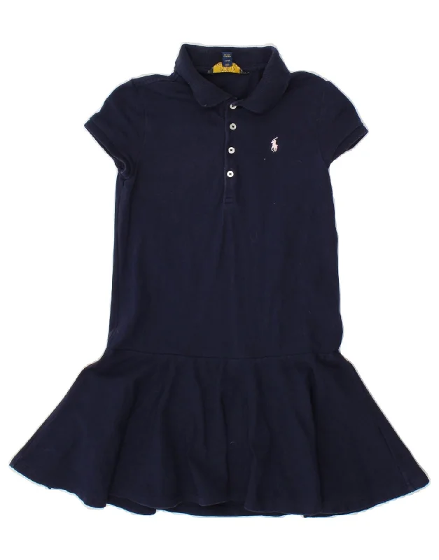 POLO RALPH LAUREN Girls Polo Dress 5-6 Years Navy Blue Cotton Tunics Canvas sturdy