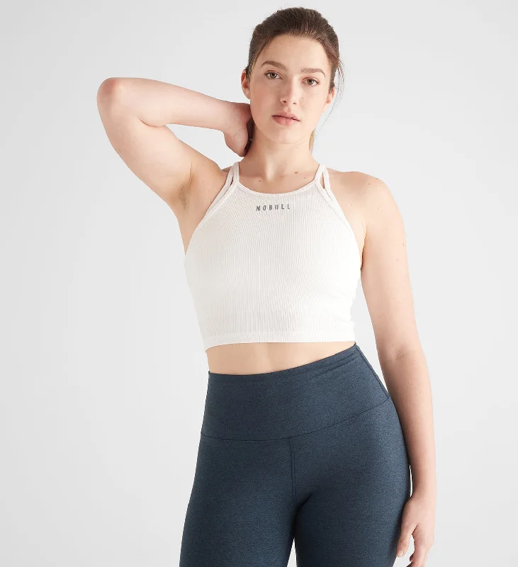 Women's NOBULL Ribbed Halter Crop Tank flowy tank top