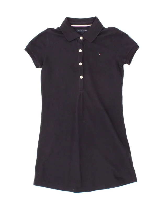 TOMMY HILFIGER Girls Polo Dress 9-10 Years Navy Blue Cotton Tunics Versatile functional