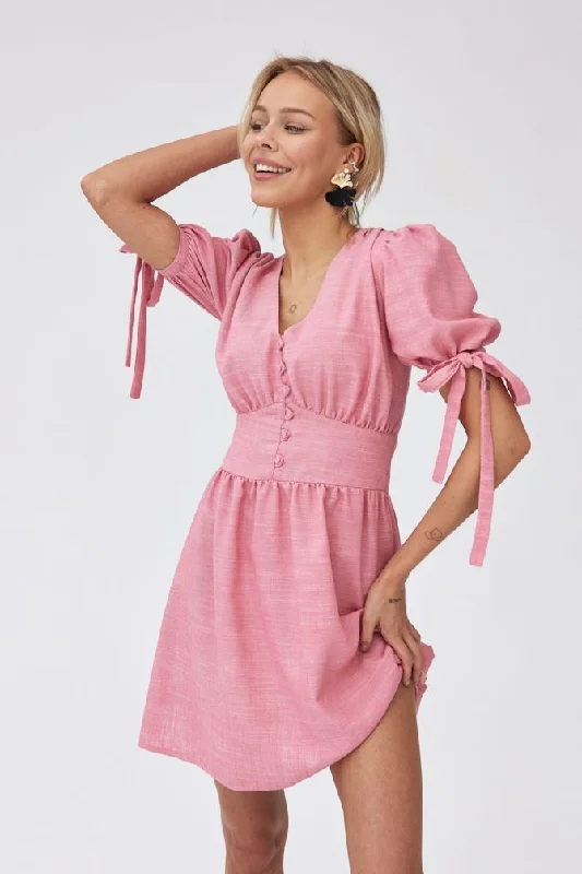 Maribel Viscose-Linen Dress Pink Tunics Trousers formal