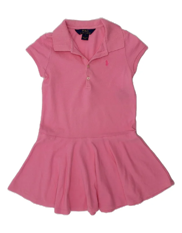 POLO RALPH LAUREN Girls Polo Dress 5-6 Years Pink Cotton Tunics Luxurious high-end