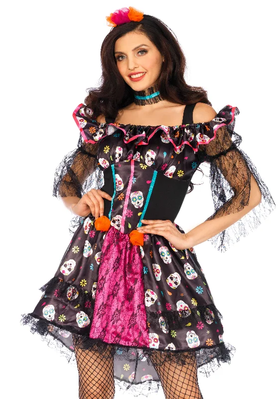 Day Of The Dead Ladies Celebratory Skeleton Fancy Dress Tunics Practical durable