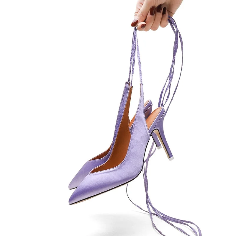 Spring 2020 new style pointed toe high heel strap women's evening dress party shoes Off-the-shoulder Chic Trendy