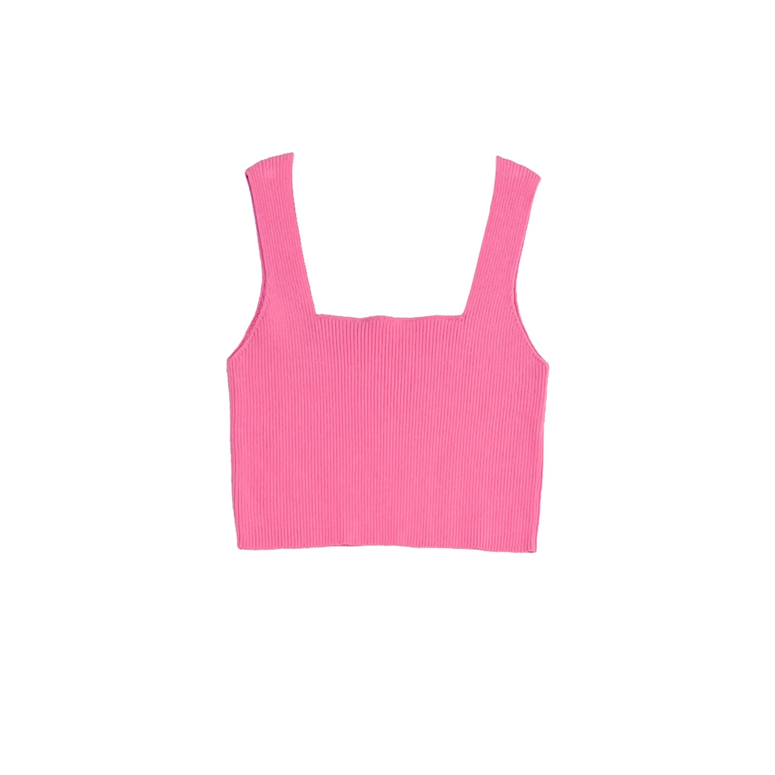 Bubblegum Knit Crop Tank bright tank top