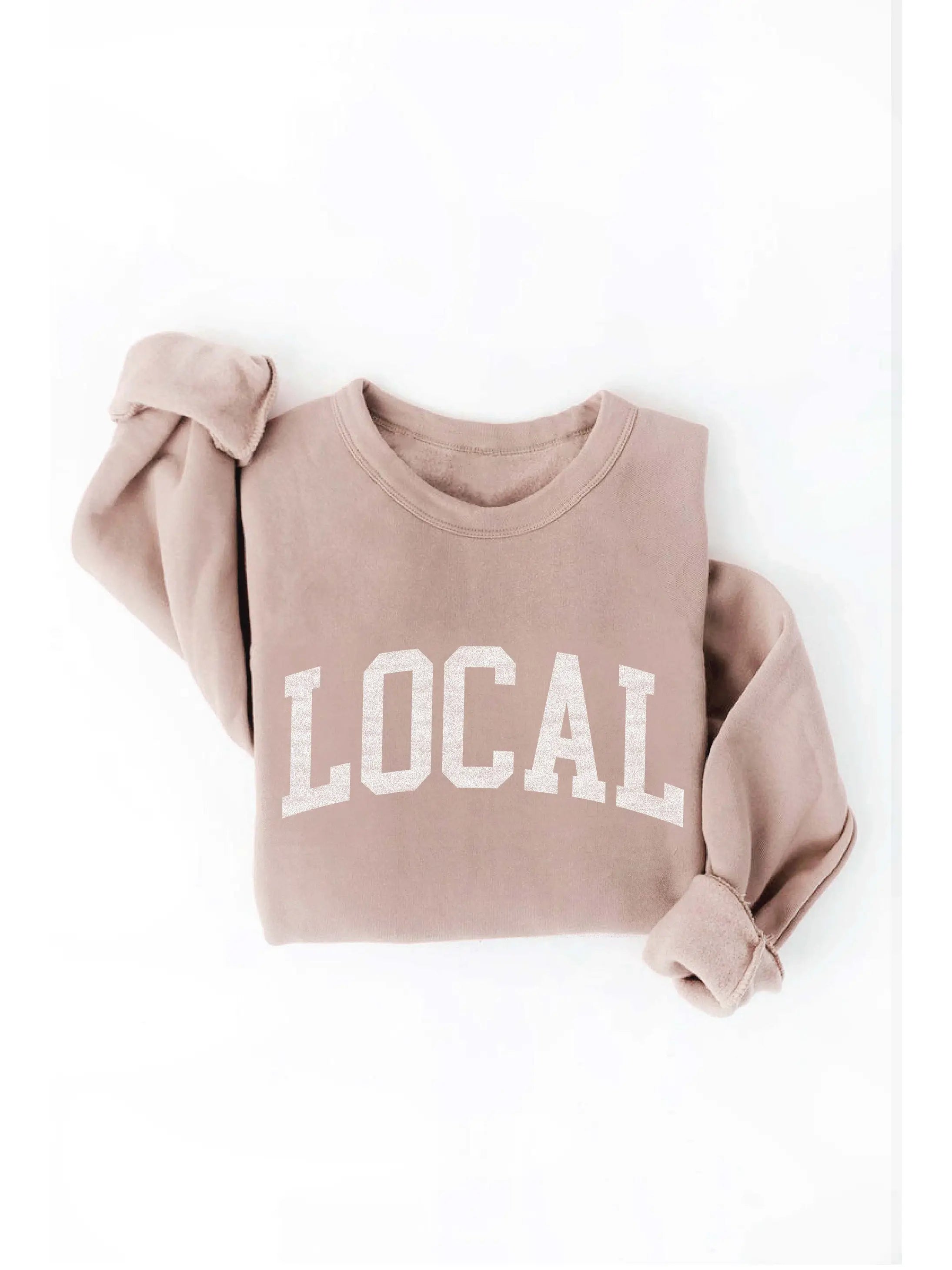 Tan Local Sweatshirt Hoodie with Tied Waist Feminine Flattering