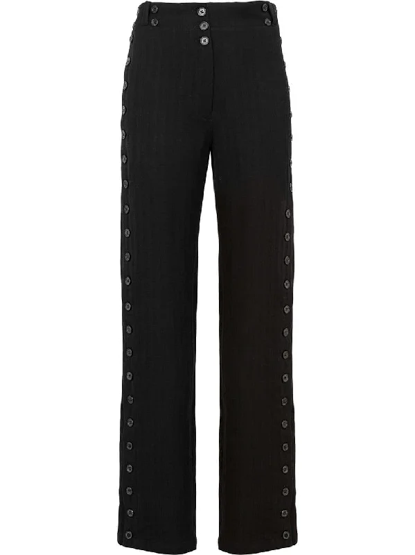 buttoned side high waist trousers Trousers Seasonal Trendy