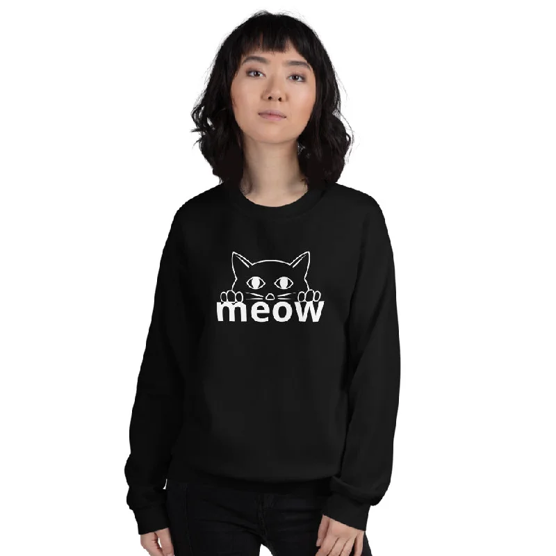 Cat Face Meow Warm, Soft Feel, Pre-Shrunk Classic Fit Crew Neck Sweatshirt Hoodie with Zipper Versatile Modern