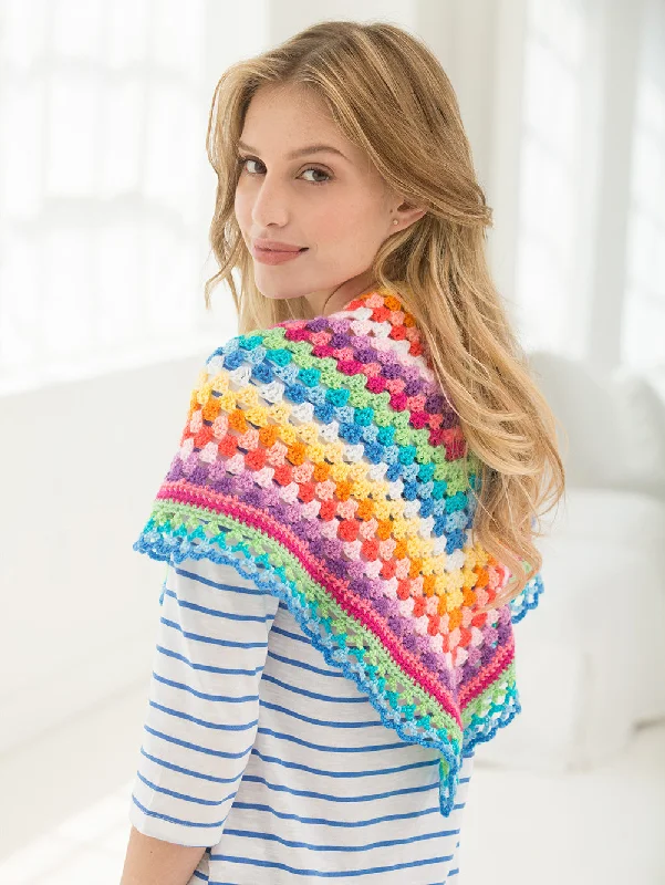 V-Shaped Striped Shawl (Crochet) Warm Wool Shawl Cape