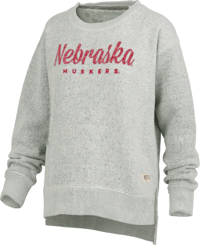 Women's Nebraska Huskers Torrington Sweater Fleece Sweatshirt Hoodie with Puffed Sleeves Voluminous Trendy