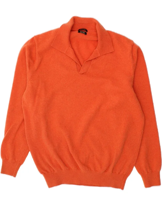 MASSIMO DUTTI Womens Polo Neck Jumper Sweater UK 18 XL Orange Wool Elegant Classic Vintage