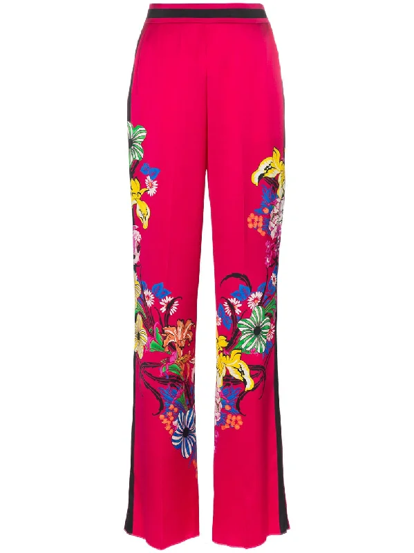 high waist floral print wide-leg trousers Trousers fashionable trendy