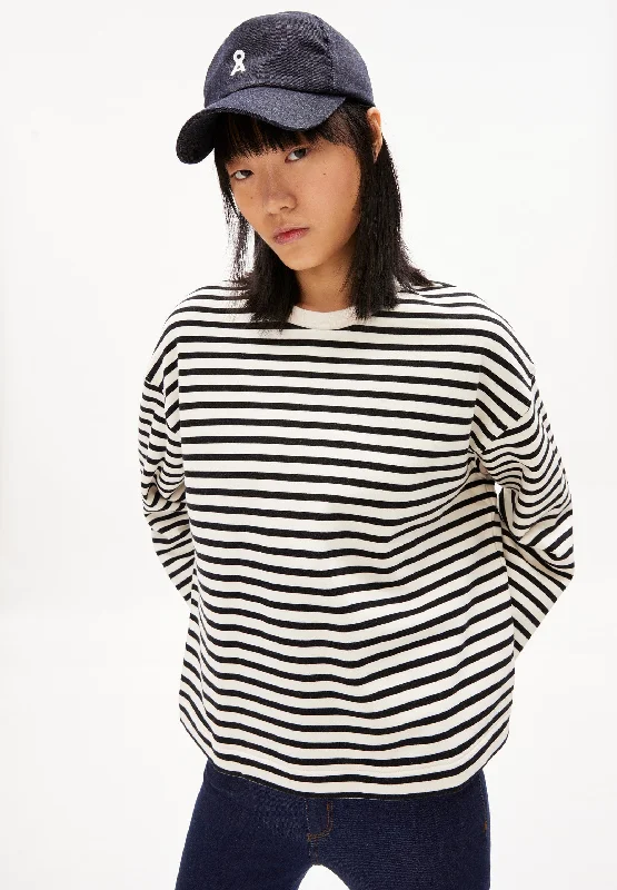 Frankaa Stripe Sweatshirt - Undyed/Black Hoodie with Slim Fit Tailored Modern
