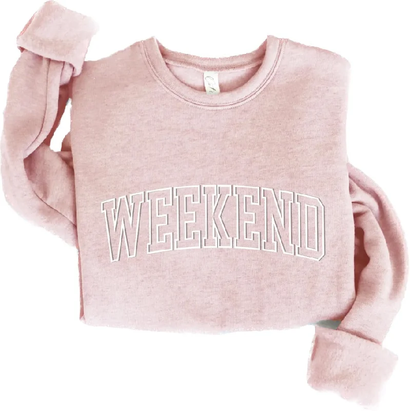 Rose Puff Weekend Sweatshirt Hoodie with Crew Neck Simple Timeless