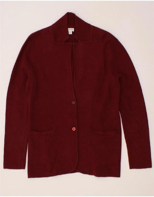 J. CREW Womens Cardigan Sweater UK 14 Medium Maroon Cotton Neon Metallic Matte