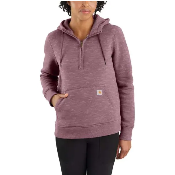CARHARTT WOMEN'S CLARKSBURG HALF-ZIP SWEATSHIRT AMETHYST SMOKE SPACE 103240 Hoodie with Emblem Brand Identity
