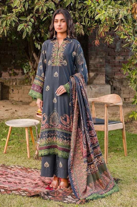 Khabbar (3pc-Unstitched with Shawl) Elegant Silk Shawl Wrap