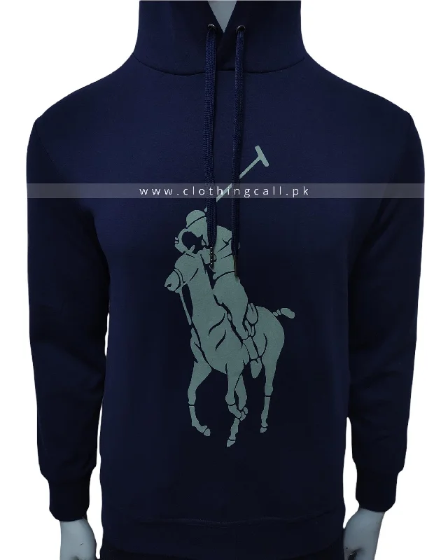 RL Big Pony Navy Blue Hoodie Hoodie with Cuffed Sleeves Snug Secure