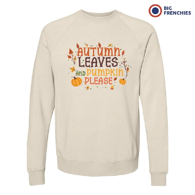 Autumn Leaves and Pumpkin Please Unisex Organic Cotton Sweatshirt Hoodie with Oversized Fit Loose Comfortable