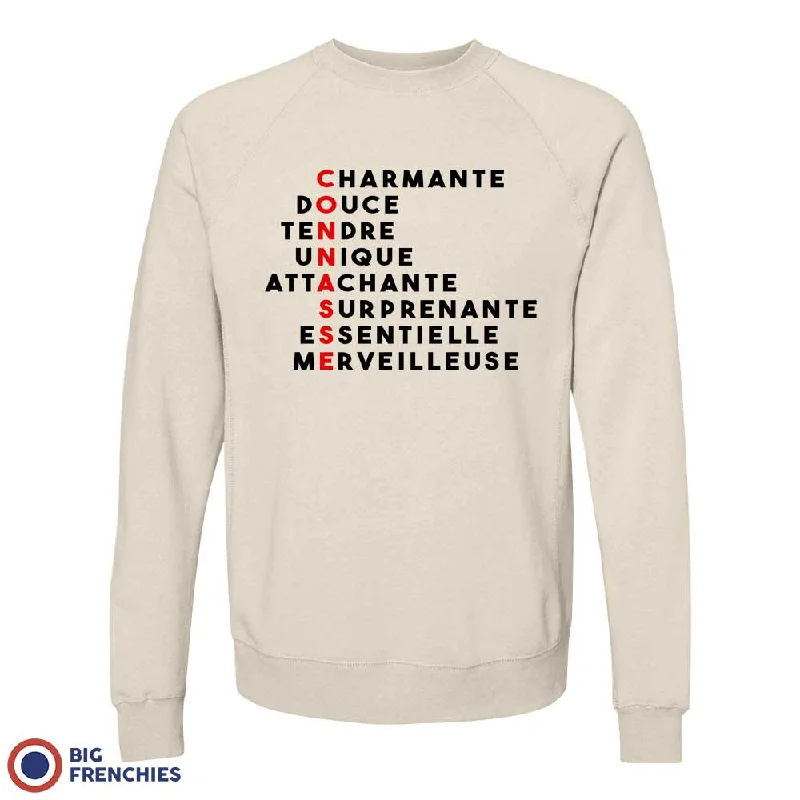 Conasse Douce Charmante Tendre Women's Organic Cotton Sweatshirt Hoodie with Hem Ribbing Snug Secure