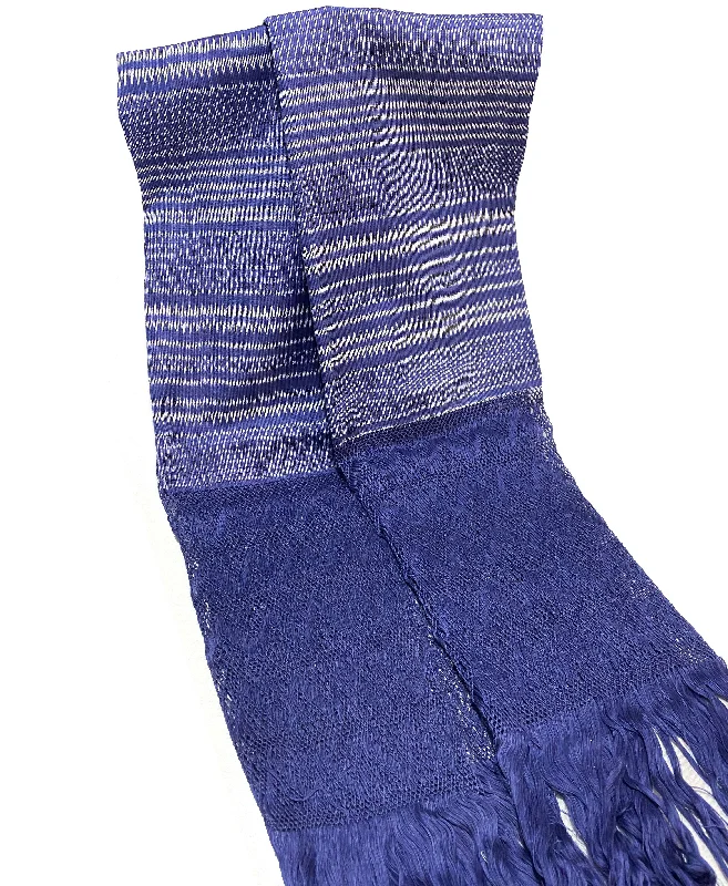 Traditional Tenancingo Rebozo Hand Woven In Loom in Egyptian Cotton Shawl - Blue Fashionable Pashmina Shawl Traditional Tenancingo Rebozo Hand Woven In Loom in Egyptian Cotton Shawl - Blue Fashionable Pashmina Shawl