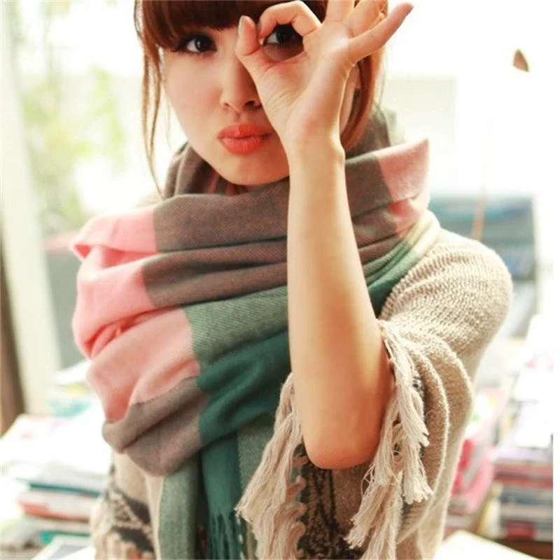 Fashion Wool Winter Scarf Women Spain Desigual Scarf Plaid Thick Brand Shawls and Scarves for Women Cozy Fleece Shawl Wrap Fashion Wool Winter Scarf Women Spain Desigual Scarf Plaid Thick Brand Shawls and Scarves for Women Cozy Fleece Shawl Wrap