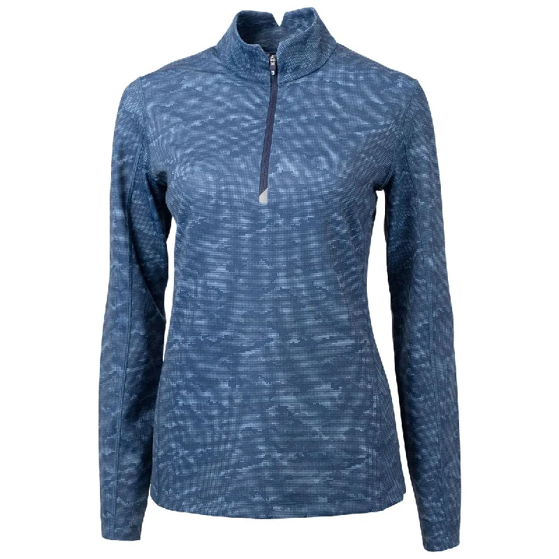 Cutter & Buck Women's Navy Blue Traverse Camo Print Stretch Quarter Zip Pullover Slim Sleeve Pullover Cutter & Buck Women's Navy Blue Traverse Camo Print Stretch Quarter Zip Pullover Slim Sleeve Pullover