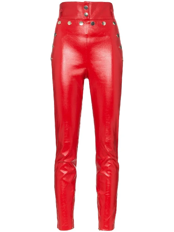 natalie high-waisted leather trousers Trousers Canvas Durable