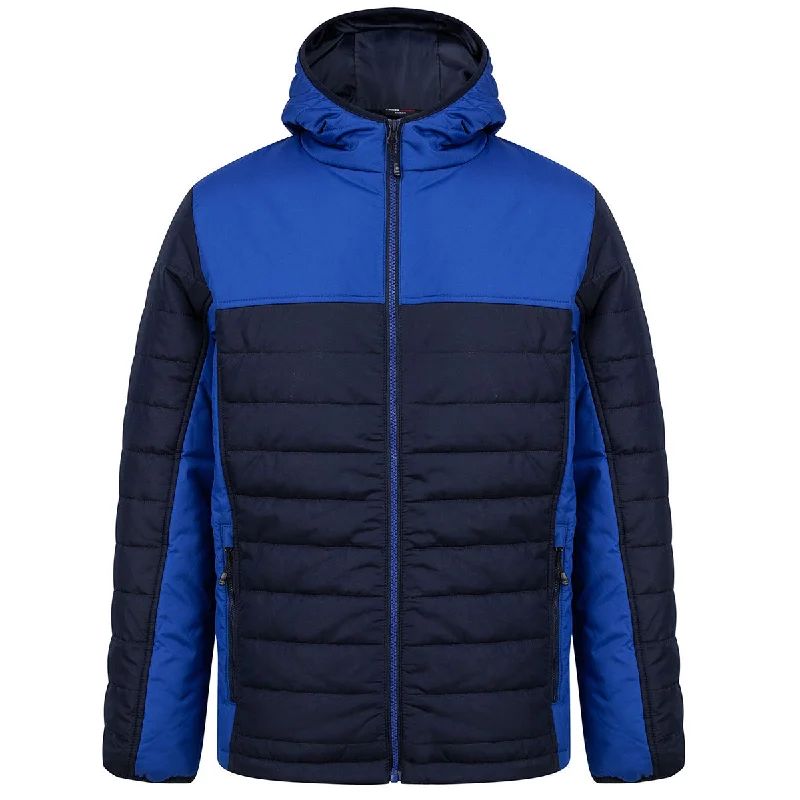 Finden & Hales Hooded Contrast Padded Jacket - Adult - Navy/Royal Satin Fabric Silk Fabric Chiffon Fabric