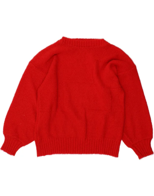 VINTAGE Womens Boat Neck Jumper Sweater IT 42 Medium Red Transparent Opaque Sheer