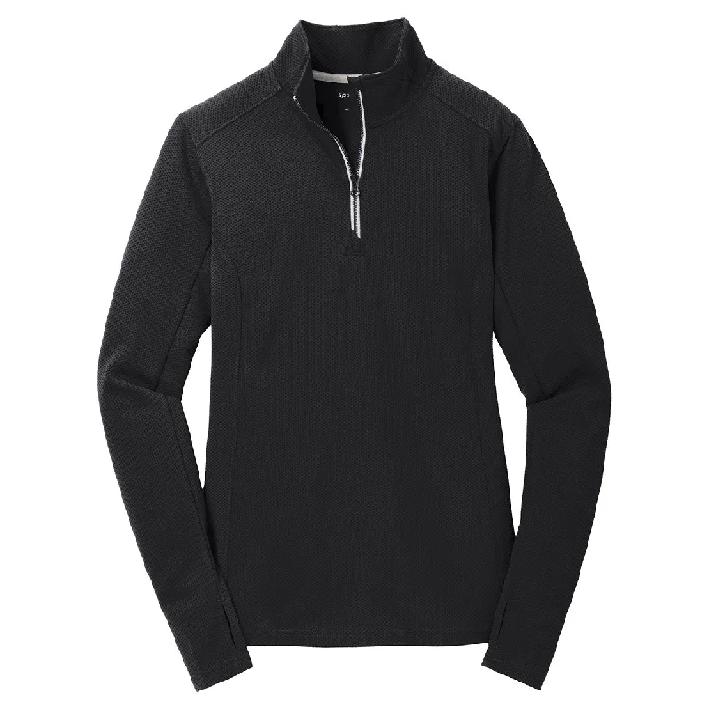 Sport-Tek Women's Black Sport-Wick Textured 1/4-Zip Pullover Gathered Sleeve Pullover Sport-Tek Women's Black Sport-Wick Textured 1/4-Zip Pullover Gathered Sleeve Pullover