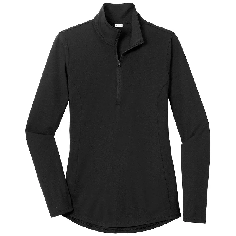 Sport-Tek Women's Black Triad Solid PosiCharge Tri-Blend Wicking 1/4-Zip Pullover Solo Sleeve Pullover Sport-Tek Women's Black Triad Solid PosiCharge Tri-Blend Wicking 1/4-Zip Pullover Solo Sleeve Pullover