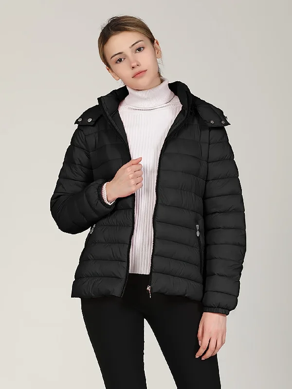 Cozy Fit Puffy Zip-Up Hoodie Coat - Cotton-Padded Jacket with Long Sleeves, Slant Pockets, Insulation for Fall & Winter - Women's Casual Outerwear for Cold Weather Hoodie with Camouflage Military Edgy