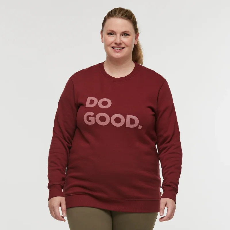WOMEN'S DO GOOD ORGANIC CREW SWEATSHIRT - BURGUNDY Hoodie with Back Slit Movement Comfort
