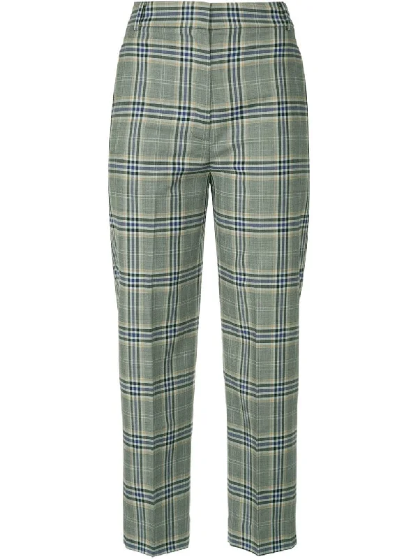 checked tailored cropped trousers Trousers New Arrival