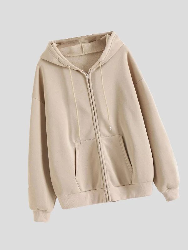 Cozy Long Sleeve Solid Color Hoodie - Soft Micro Elasticity Polyester Fabric, Drawstring Hood, Two Pockets, Machine Washable - Perfect for Spring and Fall Casual Wear Hoodie with Mock Neck Collared Structured