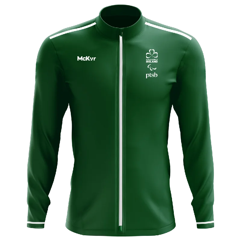 Mc Keever Paralympics Ireland Village Wear Track Jacket - Womens - Green Front Pockets Side Pockets Patch Pockets