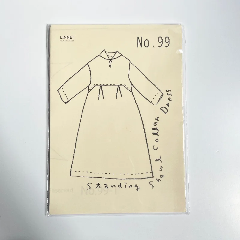 Linnet Pattern No. 99 : Dress with Standing Shawl Collar Fashionable Embroidered Shawl Linnet Pattern No. 99 : Dress with Standing Shawl Collar Fashionable Embroidered Shawl