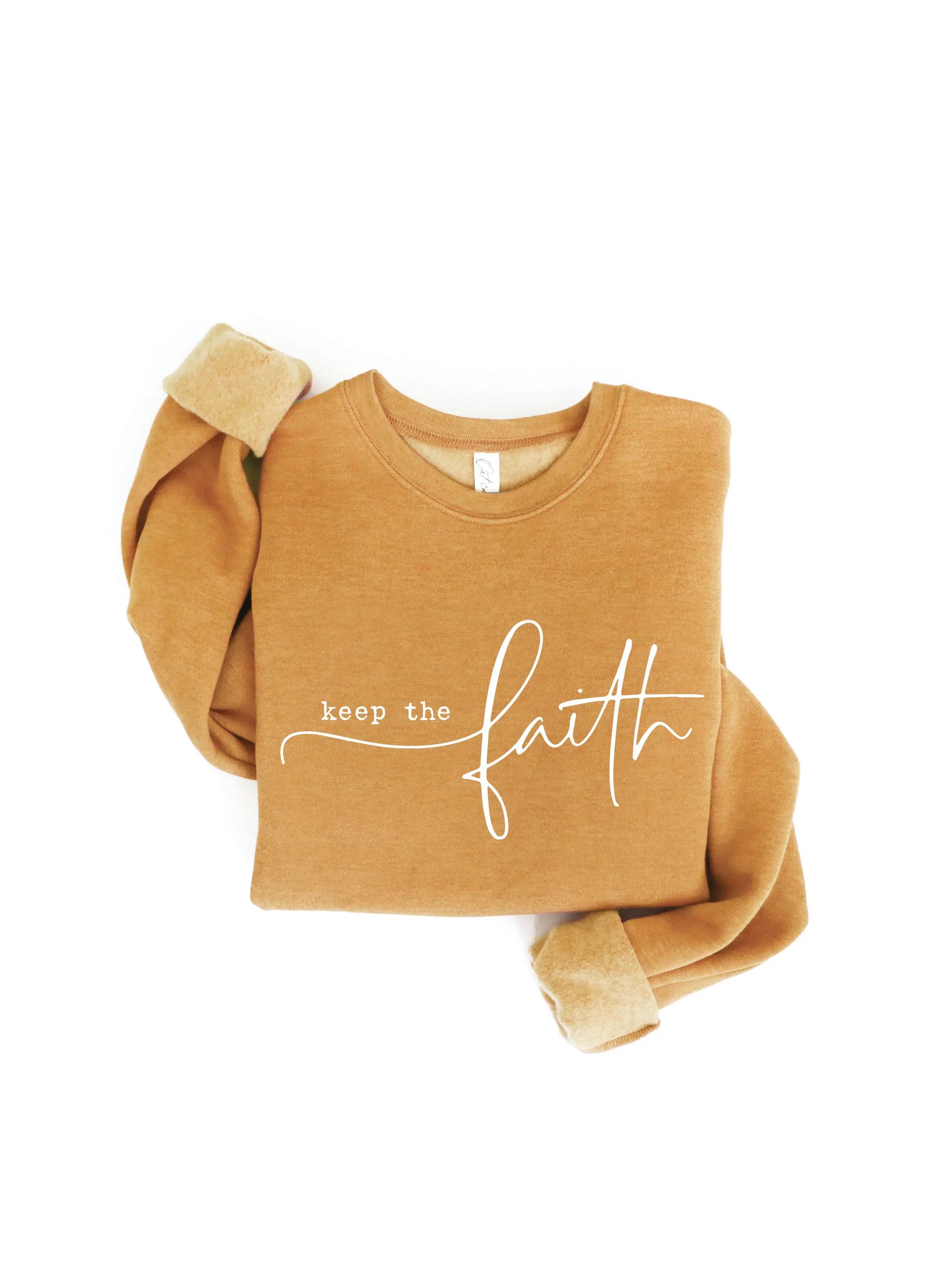 Mustard Keep the Faith Sweatshirt Hoodie with Metallic Shiny Futuristic