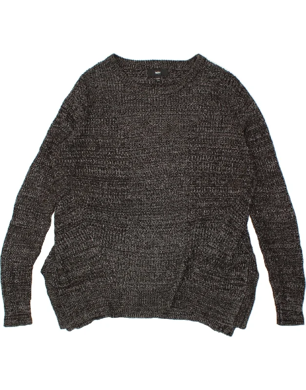 MOSSIMO Womens Boat Neck Jumper Sweater UK 20 2XL Black Flecked Acrylic Solid Print Embellished