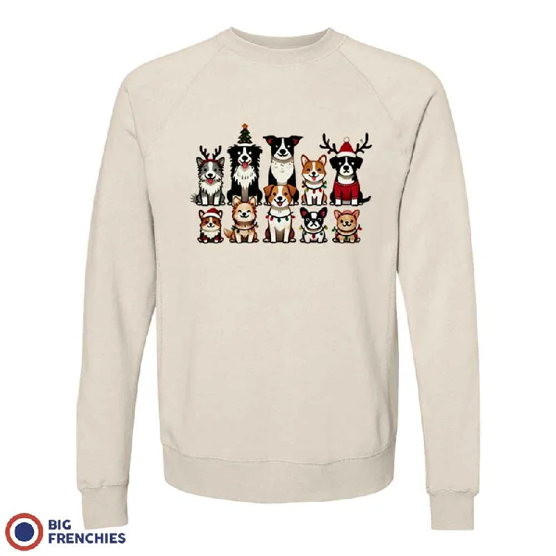 Christmas Dogs Unisex Organic Cotton Sweatshirt Hoodie with Crew Neck Simple Timeless